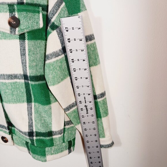 STACCATO Green & Cream Plaid Shacket, Relaxed Fit, Button Up, Jacket, Size Small - Picture 13 of 16